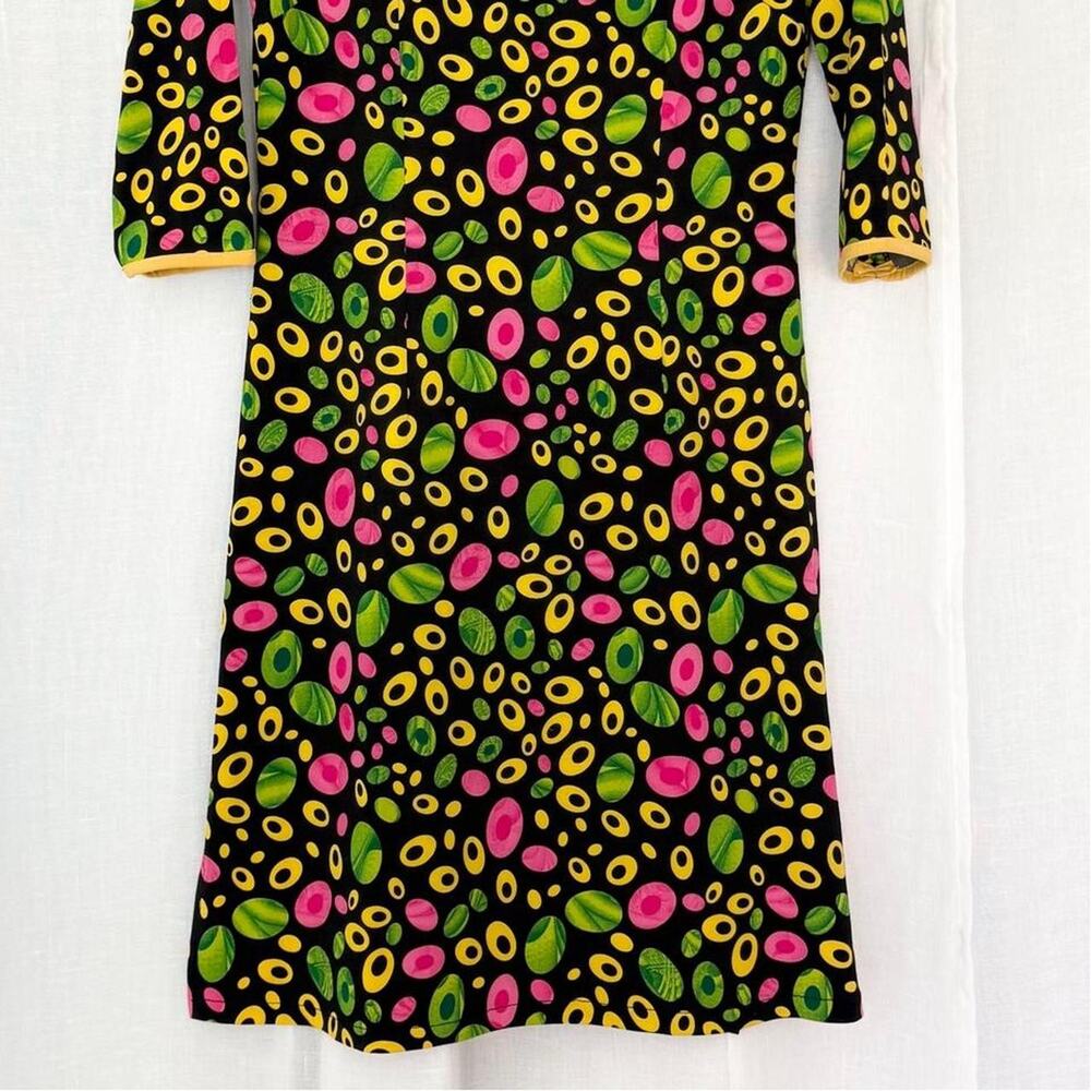 ✿ vintage psychedelic side slit mini dress ✿  I - Picture 4 of 6